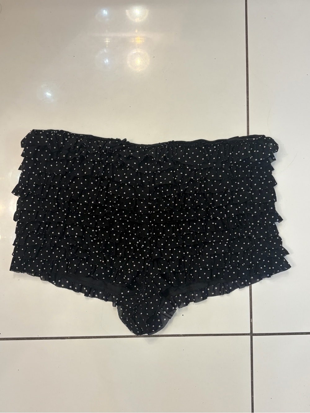 Windsor Black Ruffled Shorts with White Polka Dots